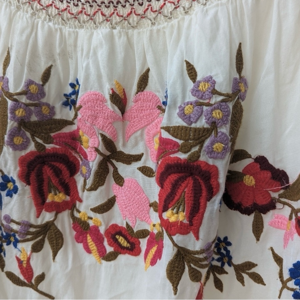 Free People Sunbeams white Embroidered Mini Dress size Medium - Picture 6 of 8